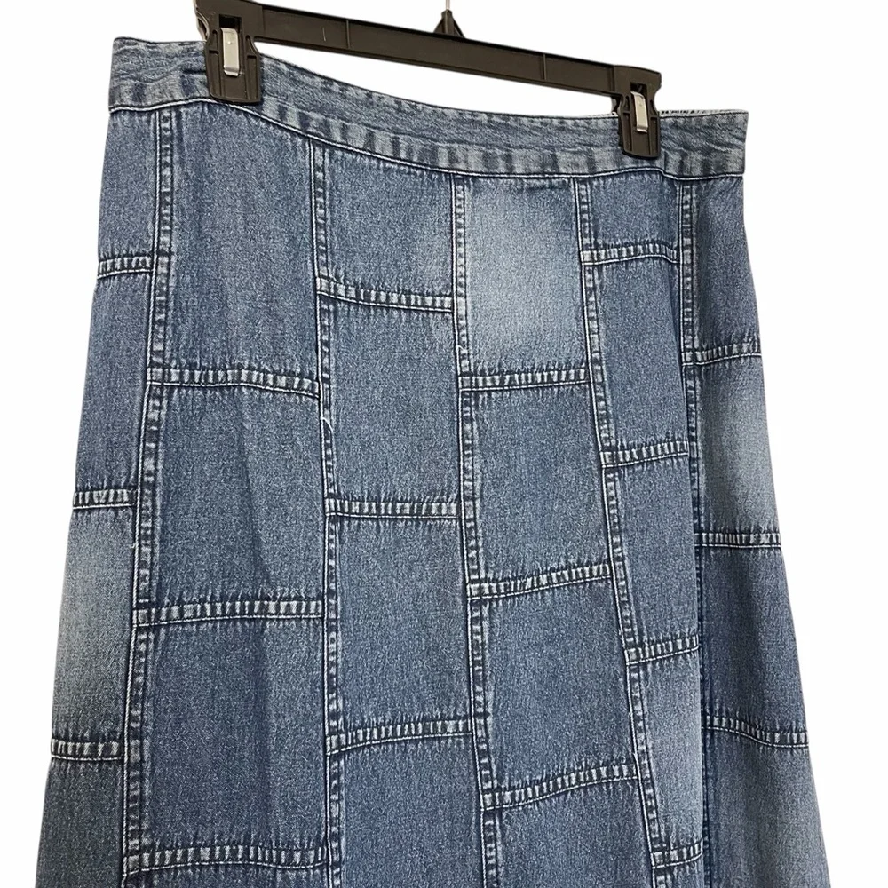 NWT Denim Patchwork Maxi Skirt
